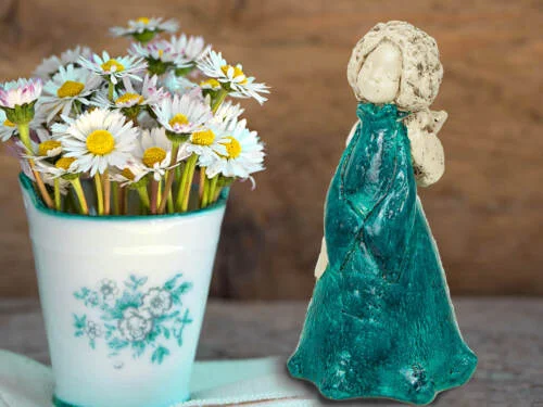 Figurka anioła Natalie - turkus -  17 x 5 cm figurka dekoracyjna