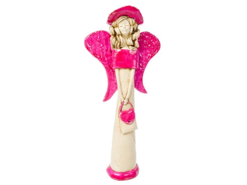 Figurka anioła Coco - różowa pink -  30 x 14 cm figurka dekoracyjna