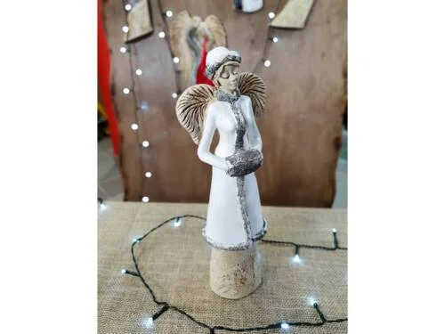 Figurka anioła Gia - biała -  35 x 15 cm figurka dekoracyjna