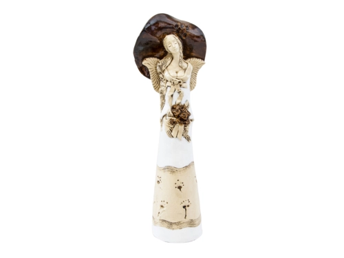 Figurka anioła Mabel - biała z brązem -  47 x 18 cm figurka dekoracyjna