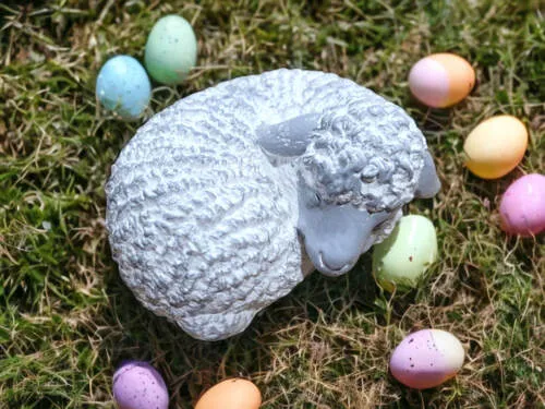 Baranek wielkanocny - biało szary -  5 x 11 cm