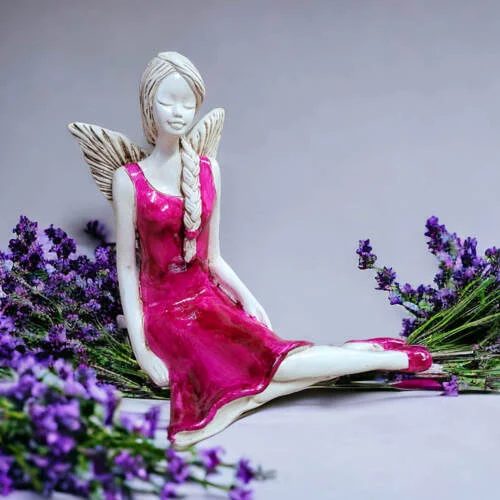 Figurka anioła 969 - Jasny fiolet -  15 cm figurka dekoracyjna