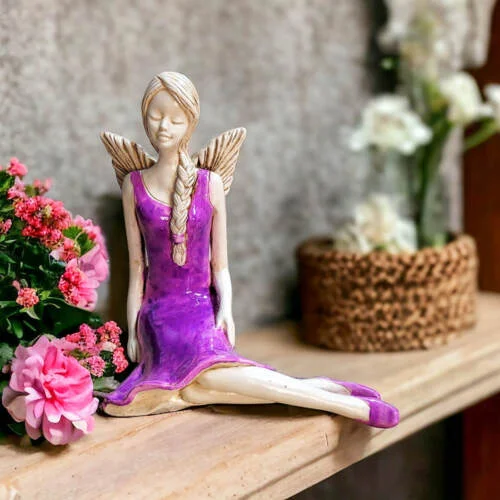 Figurka anioła Matilda - lawenda -  15 cm figurka dekoracyjna