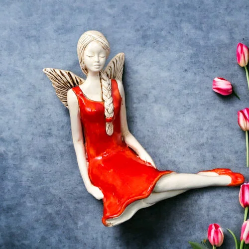 Figurka anioła Matilda - ciemny pomarańcz -  15 cm figurka dekoracyjna