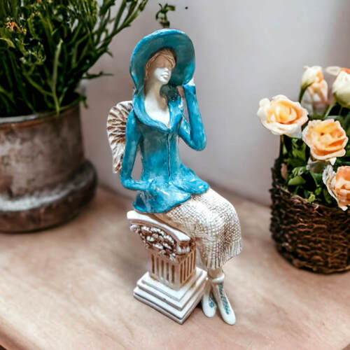 Figurka anioła Megan - turkus -  20 x 9 cm figurka dekoracyjna
