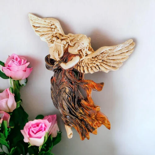 Figurka Anioł z Harfą - brąz -  25 x 33 cm figurka dekoracyjna