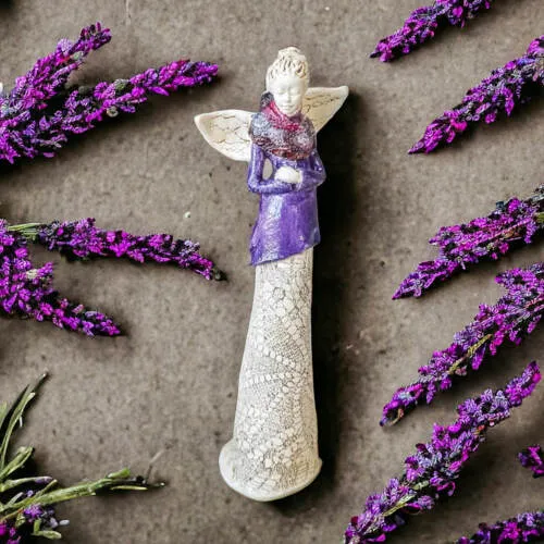 Figurka anioła Catherine - wrzosowy -  35 x 15 cm figurka dekoracyjna