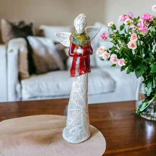 Figurka anioła Catherine - brązowa -  35 x 15 cm figurka dekoracyjna