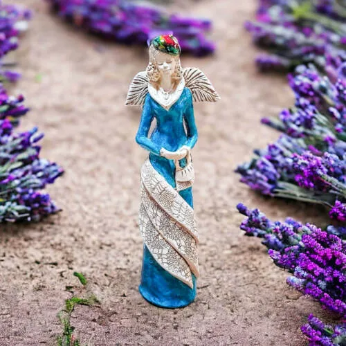 Figurka anioła Charlotte - turkus -  32 x 15 cm figurka dekoracyjna