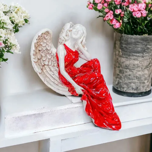 Figurka anioła od Św. Rity - czerwona -  47 x 25 cm figurka dekoracyjna