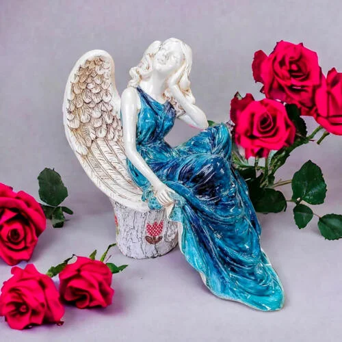 Figurka anioła od Św. Rity - turkus -  47 x 25 cm figurka dekoracyjna