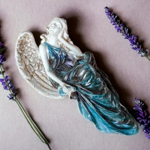 Figurka anioła od Św. Rity - turkus szary -  47 x 25 cm figurka dekoracyjna