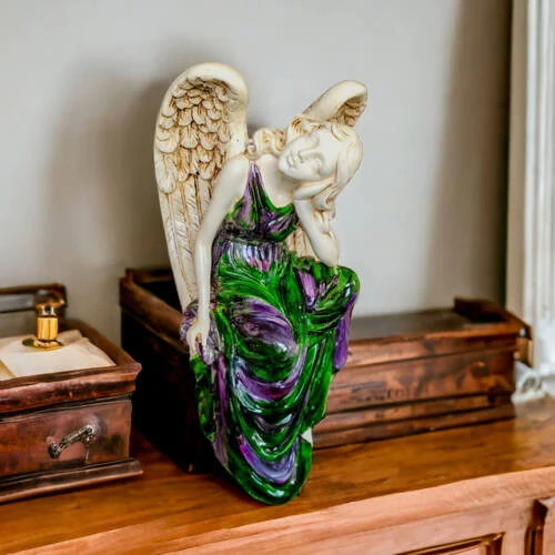 Figurka anioła od Św. Rity - zielona -  47 x 25 cm figurka dekoracyjna