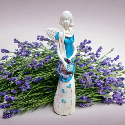 Figurka anioła Sunday Rose - turkus -  32 x 15 cm figurka dekoracyjna