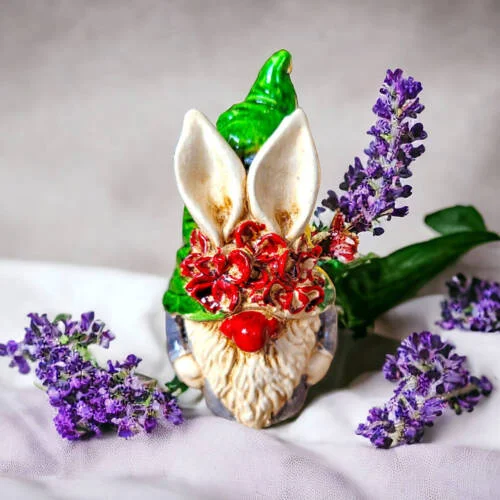 Figurka Skrzat Uszal - zielony szary -  figurka dekoracyjna 5 x 5 cm