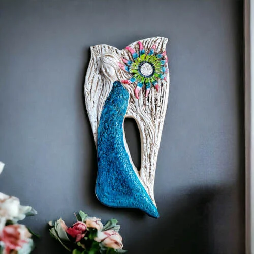 Figurka anioła Xenylla - turkus -  figurka dekoracyjna 31 x 16 cm
