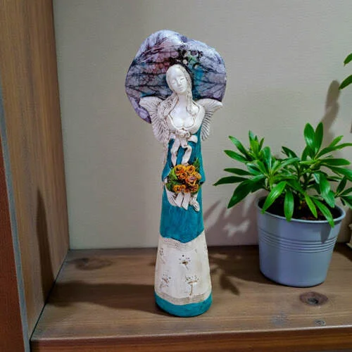 Figurka anioła Mabel - turkus -  47 x 18 cm figurka dekoracyjna