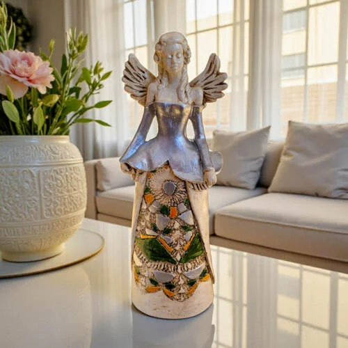 Figurka anioła Anna - Srebrna -  35 x 15 cm figurka dekoracyjna