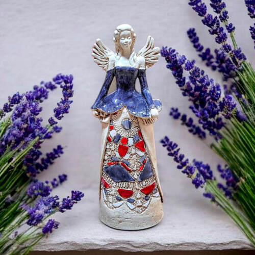 Figurka anioła Anna - szary fiolet -  35 x 15 cm figurka dekoracyjna
