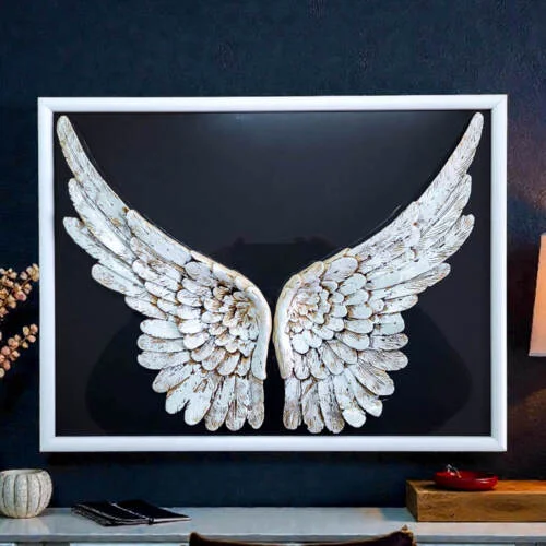 Skrzydła Anioła + ramka - ciemna - wiszące -  30 x 40 cm figurka dekoracyjna
