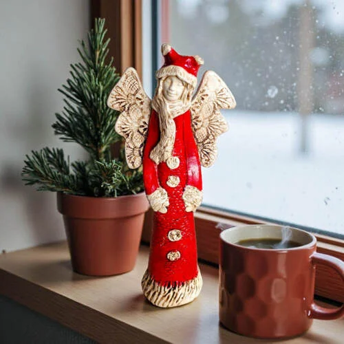 Figurka anioła Bieszczadzkiego - czerwony -  30 x 14 cm figurka dekoracyjna