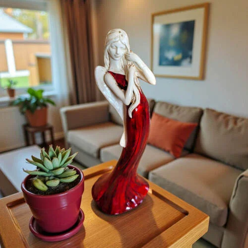 Figurka anioła 774 - Jasny brąz -  35 x 15 cm figurka dekoracyjna