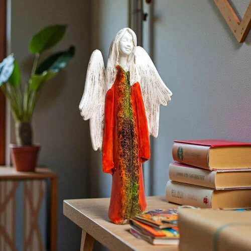 Figurka anioła Julia Art - pomarańcz -  27 x 14 cm figurka dekoracyjna