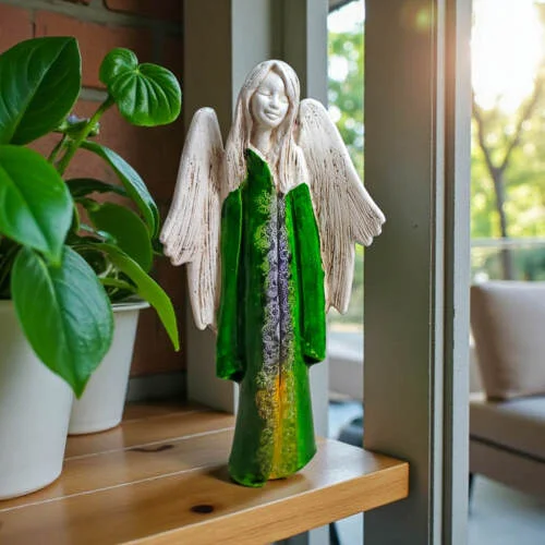 Figurka anioła Julia Art - zielona -  27 x 14 cm figurka dekoracyjna