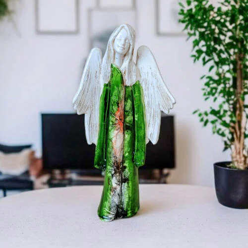 Figurka anioła Julia Art Leaf - zielona -  27 x 14 cm figurka dekoracyjna