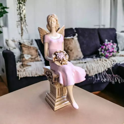 Figurka anioła Pauline - różowa -  20 x 9 cm figurka dekoracyjna