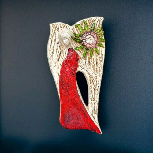 Figurka anioła Xenylla - czerwona -  figurka dekoracyjna 31 x 16 cm