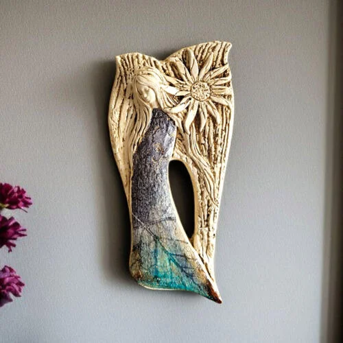 Figurka anioła Xenylla Art - szara -  31 x 16 cm figurka dekoracyjna