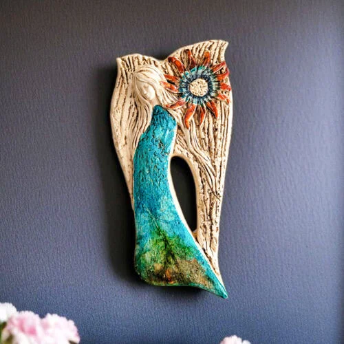Figurka anioła Xenylla Art - turkus -  figurka dekoracyjna 31 x 16 cm