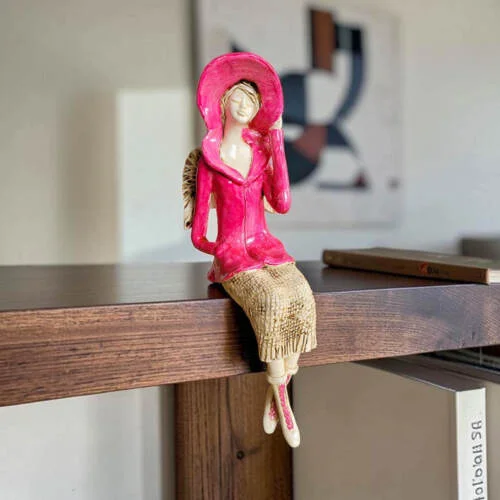 Figurka anioła Megan - ciemny róż -  20 x 9 cm figurka dekoracyjna
