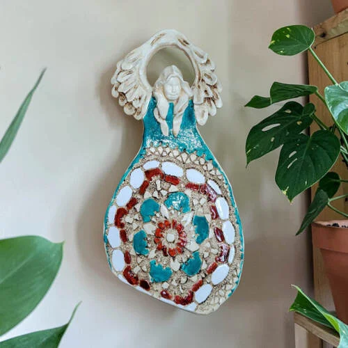 Figurka anioła obfitości - turkus brąz -  31 x 16 cm figurka dekoracyjna