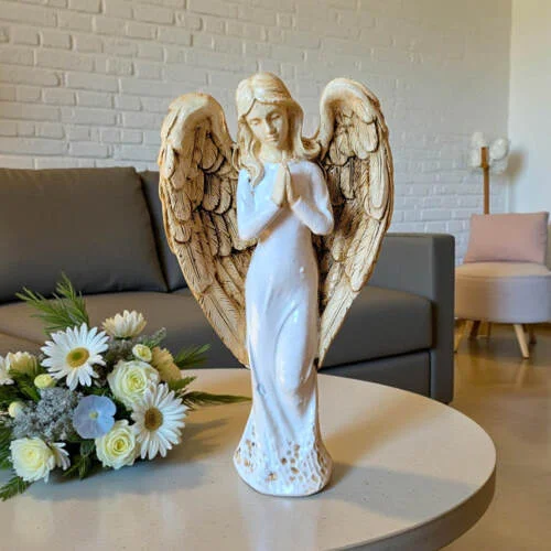 Figurka Anioła Stróża - biała -  18 x 9 cm figurka dekoracyjna