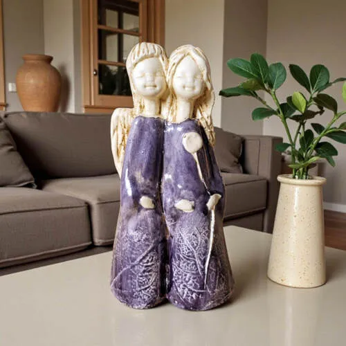 Figurka aniołów Apple & Ella Art - szary cały -  18 x 10 cm figurka dekoracyjna