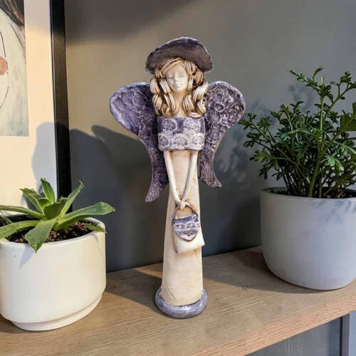 Figurka anioła 1240 - szara -  30 x 14 cm figurka dekoracyjna