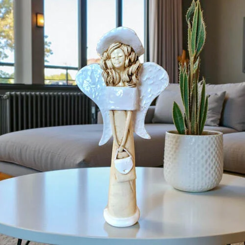 Figurka anioła Coco - biała -  30 x 14 cm figurka dekoracyjna