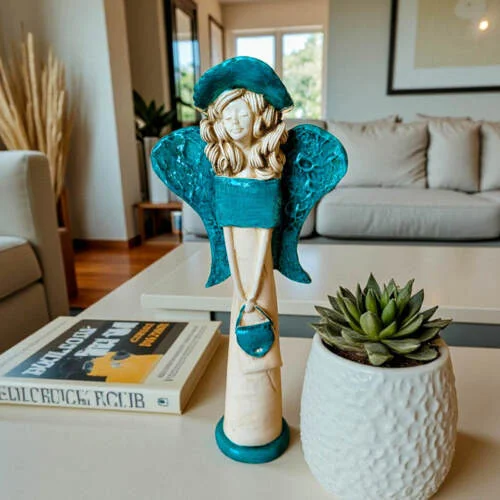 Figurka anioła Coco - turkus -  30 x 14 cm figurka dekoracyjna