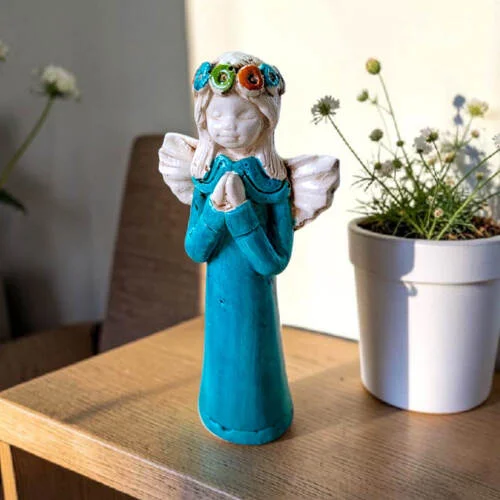 Figurka anioła Eva - turkusowa -  15 cm figurka dekoracyjna