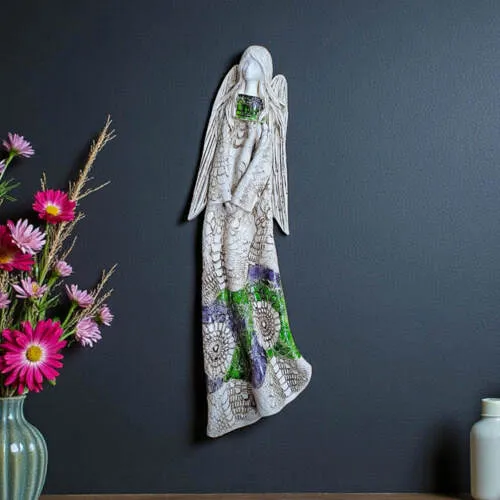 Figurka anioła Genesis - wisząca zielona szara -  55 x 20 cm figurka dekoracyjna