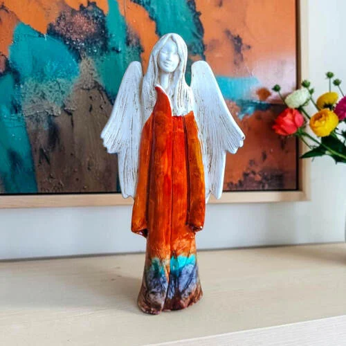 Figurka anioła Julia Art - pomarańcz - 27 x 14 cm figurka dekoracyjna