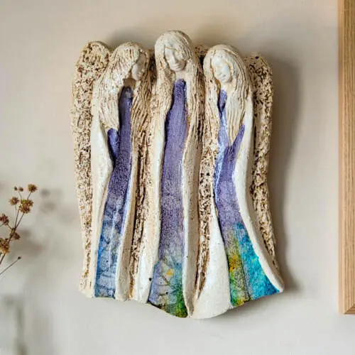 Figurka aniołów Wiara Nadzieja Miłość - Szare -  28 x 20 cm figurka dekoracyjna