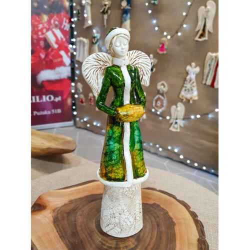 Figurka Gia Leaf  - zielona -  30 x 14 cm figurka dekoracyjna