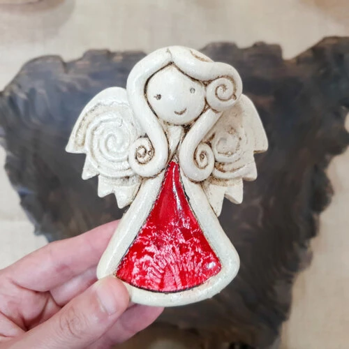 Figurka aniołka 1470 - czerwona -  10 x 7 cm figurka dekoracyjna