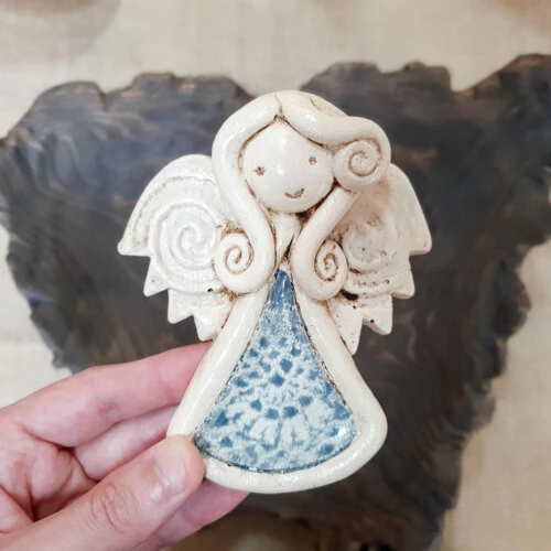 Figurka aniołka 1472 - Szara -  10 x 7 cm figurka dekoracyjna