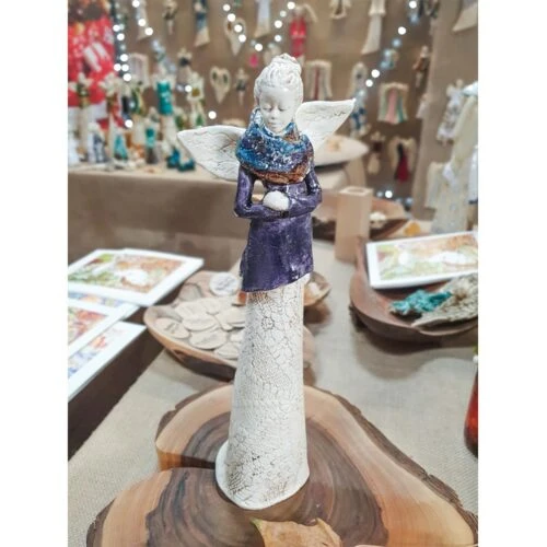 Figurka anioła Catherine - fiolet -  35 x 15 cm figurka dekoracyjna