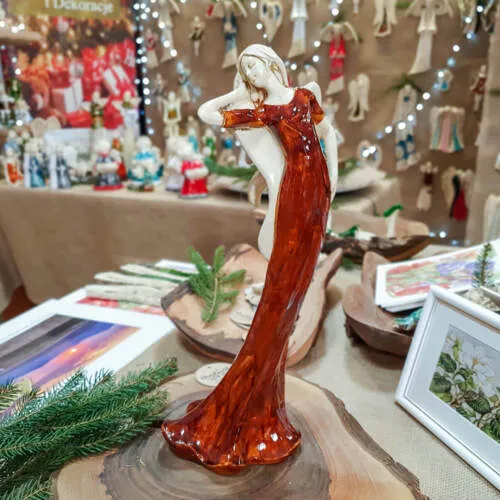 Figurka anioła Sophia - brąz jasny -  35 x 15 cm figurka dekoracyjna