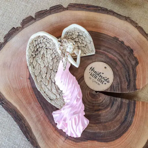 Anioł Andrea - różowy lewy -  19 x 11 cm figurka dekoracyjna